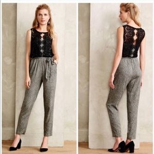 Anthropologie Feather & Lace Jumpsuit